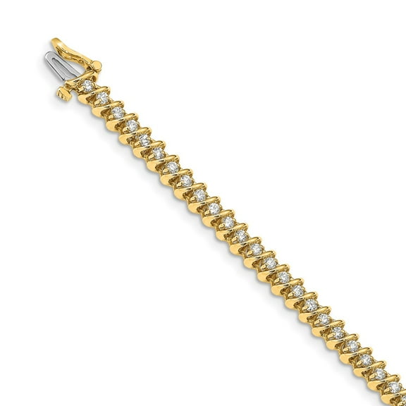 Real 14kt Yellow Gold 2.1mm Diamond Tennis Bracelet Mounting; 7 inch