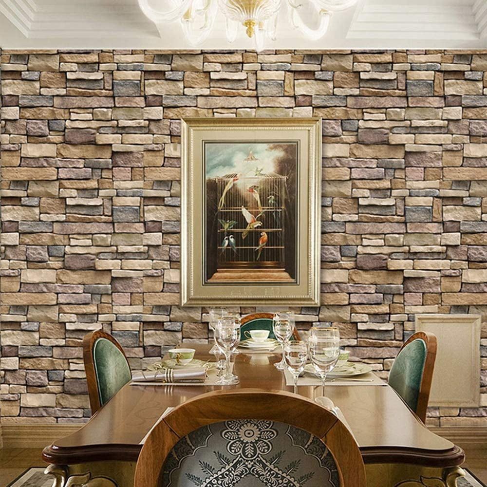 Stone Brick  Wallpaper  Peel and Stick Wallpaper  Cleanable 