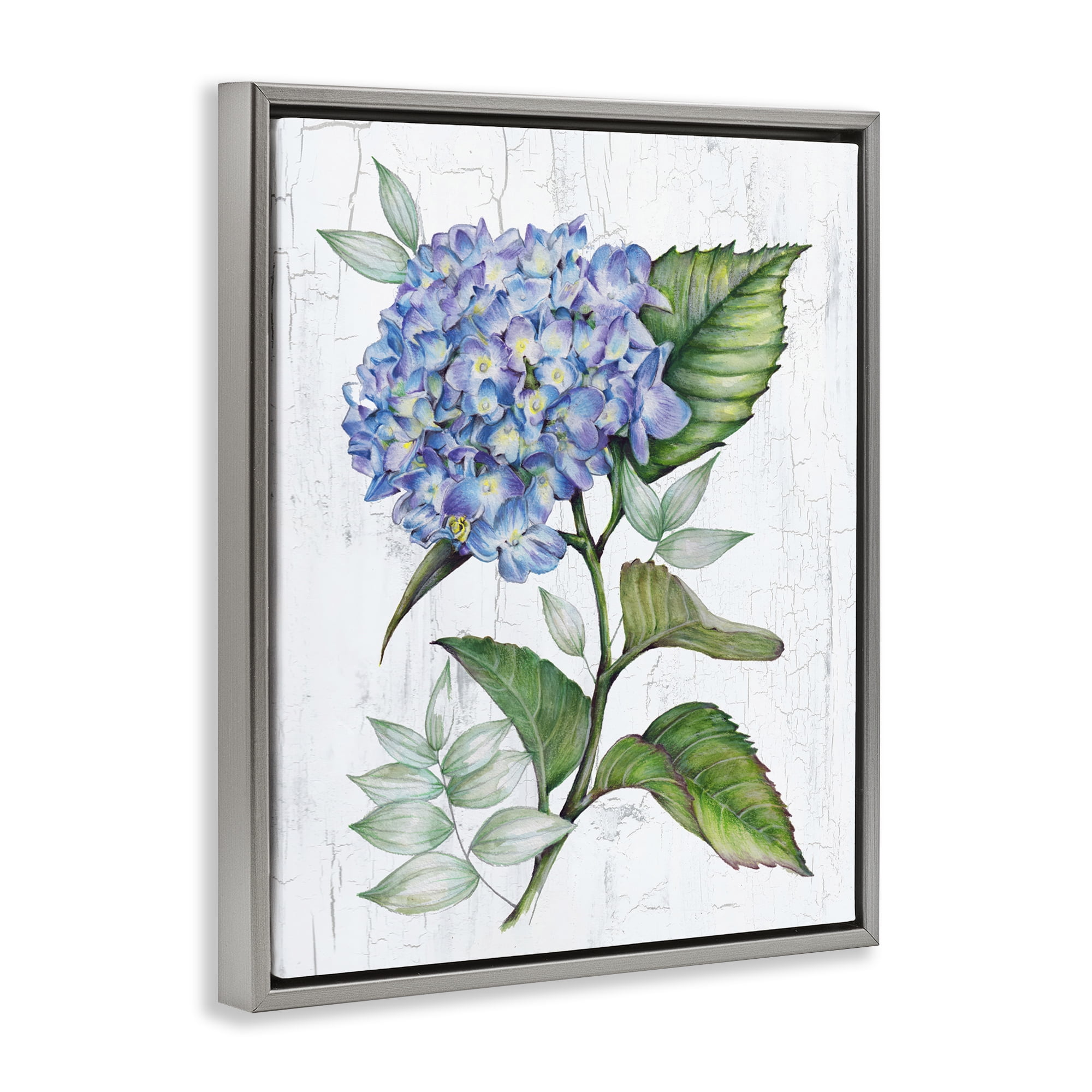 Stupell Industries English Manor Hydrangea Plants & Flowers Painting Gray Floater Framed Canvas Art Print Wall Art, 17 x 21