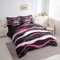 thumbnail image 4 of Manfei Pink White Black 7-Piece Twin Bedding Sets,Waves Lines Bedding Comforter Set,Minimalism Geometric Striped Sheet Sets For Girls Boys,Super Cozy Room Decor Reversible, 4 of 9