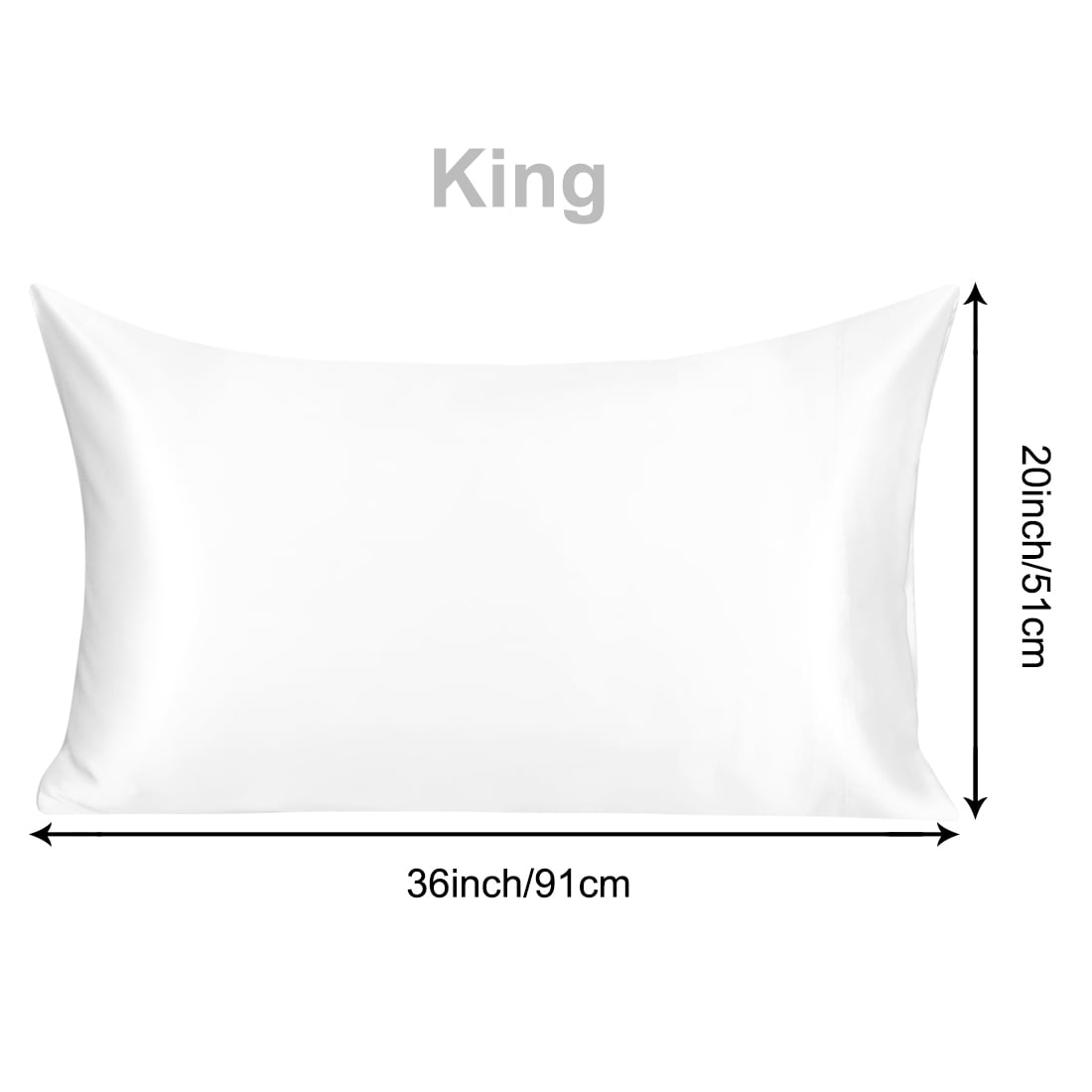 Unique Bargains 2-Pack 19 Momme 100% Silk Pillowcases White King