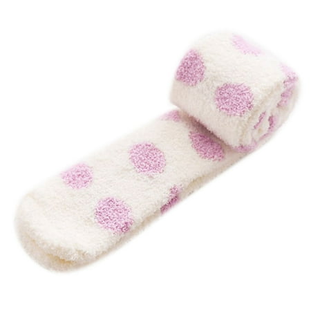 

POYOGA Women Winter Warm Fuzzy Over Knee Socks Sweet Polka Dot Thigh High Stockings