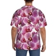 thumbnail image 5 of Xecao offers the Orchids Flowers for Men's Casual Short-sleeved Shirt, a button-up collared shirt with a pocket, perfect for beach vacations and yacht travel in the Large size., 5 of 7
