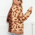 thumbnail image 2 of SWSMCLT Women's Long Sleeve Chunky Sweater V Neck Casual Cozy Baggy Knit Cardigan Sweater Cheetah Color Block Button Up Brown Medium, 2 of 4