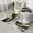 Black Marble Gold, variant on Black Marble Gold Wave Pattern Bathroom Rugs Sets 3 Piece,Toilet Cover Set,Absorbent Non Slip Bathroom Mats Sets with U-Shaped Contour Rug Toilet Rug Set