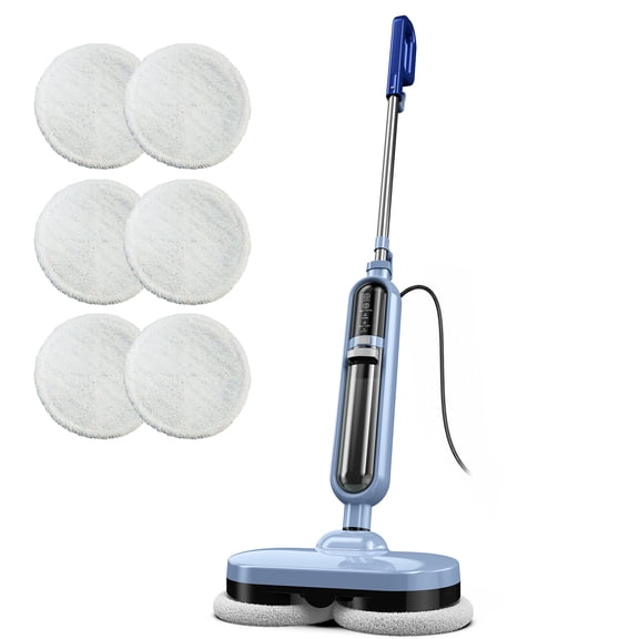 POWEART Steam Mop, 15 in 1 Corded Multifunctional Steam Cleaner, Rotating Scrubbing Pads, LED Headlights, for Kitchen, Hardwood and Marble Floors, Ceramic tile