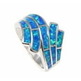 thumbnail image 3 of Sterling silver 925 women men blue synthetic opal ring size 5, 3 of 4