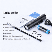 WUBEN L50 Rechargeable Tactical Flashlight 1200 Lumens IP68 Waterproof 5 Modes USB-C Rechargeable EDC Pocket Flashlight for Camping Emergency