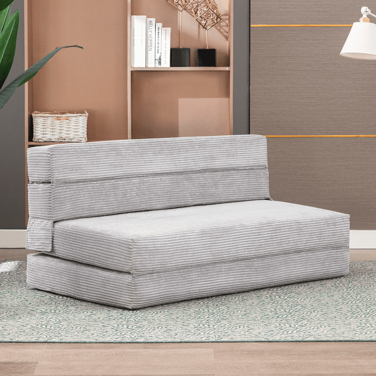  BALUS Folding Bed Couch, Sleeper Foam Sofa Bed, Cushioned Foam  Mattress Comfortable Sofa, Floor Couch Sleeper Sofa Foam with 3 Ottomans  for Living Room/Bedroom/Guest Room/Home Office (Light Grey) : Home 