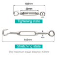thumbnail image 2 of 304 Stainless Steel Turnbuckles, Adjustable Wire Rope Tensioner, Waterproof & Weatherproof, Multiple Applications, High Hardness, Easy Adjustment Of Tension For Customization, 2 of 5