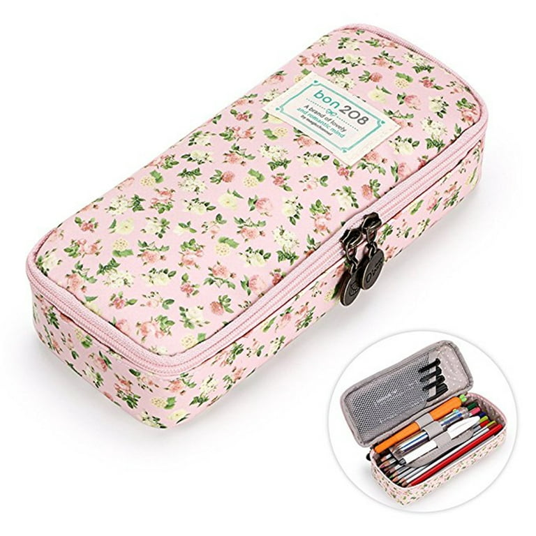 Floral Pencil Case with Compartments -High Capacity Double Layers Pencil  Pouch Stationery Organizer Multifunction Cosmetic Makeup Bag, Perfect  Holder for Pencils and Pens 