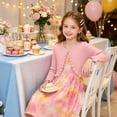 thumbnail image 5 of Aideaone Little Girls Sleeveless Dress with Ruffle Cardigan 2 Piece Set Butterfly Print 5 to 12, 5 of 6