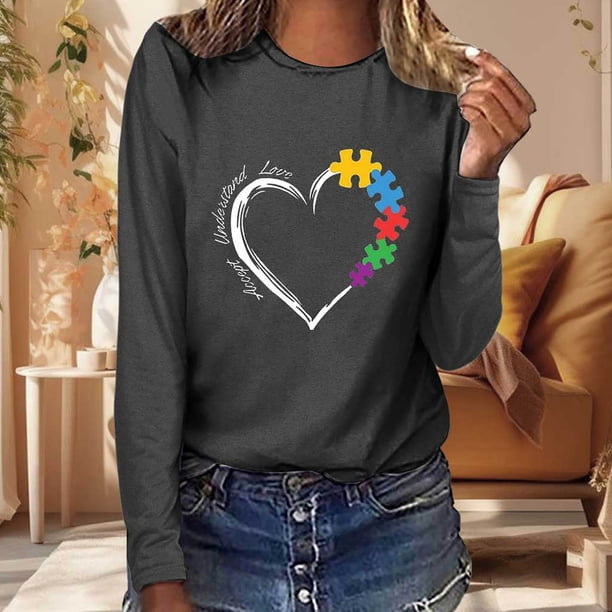 MHFRRA Camisetas de Manga Larga para Mujer, Camisetas de Otoño, Sudaderas de Senderismo y Viajes, Camisetas Gris