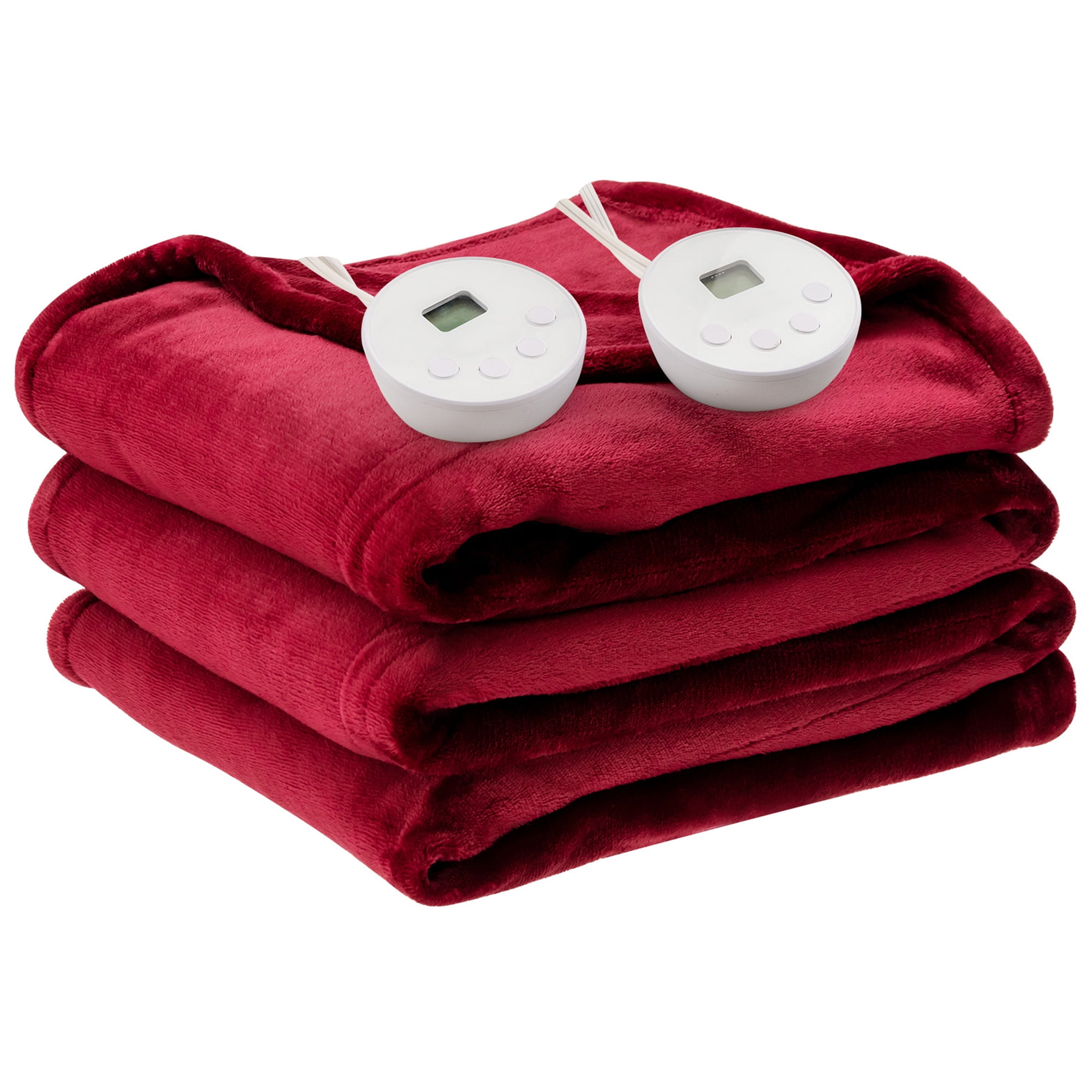 Costway 84 x 90 Inch Queen Electric Heated Dual Control Throw Blanket with Timer