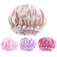 thumbnail image 3 of Here's a refined and professional product description based on the title you provided:\n\n \n\n**4pcs Shower Caps for Women – Double Layer Satin Bathing, 3 of 5