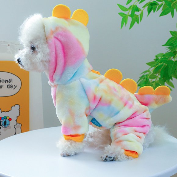 CBFFDC Vêtements Confortables pour Animaux Design Dinosaure Sweat à Capuche pour Animaux Quatre Pattes Fermeture à Boutons Vêtements Confortables Doux et Chauds pour Animaux