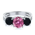 thumbnail image 2 of Gem Stone King 925 Sterling Silver Ring Round Pink Moissanite Onyx (2.15 Cttw), 2 of 4