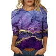 thumbnail image 1 of Birdeem T-Shirt Mode Femme Imprimé Ample Manches 3/4 Blouse Col Rond Hauts Décontractés, 1 of 5