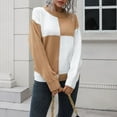 thumbnail image 6 of Womens Sweaters Knit Pullover Blouse Color Blocking Long Sleeve Shirts for Women Oversized Casual Loose Top (Yellow M), 6 of 9