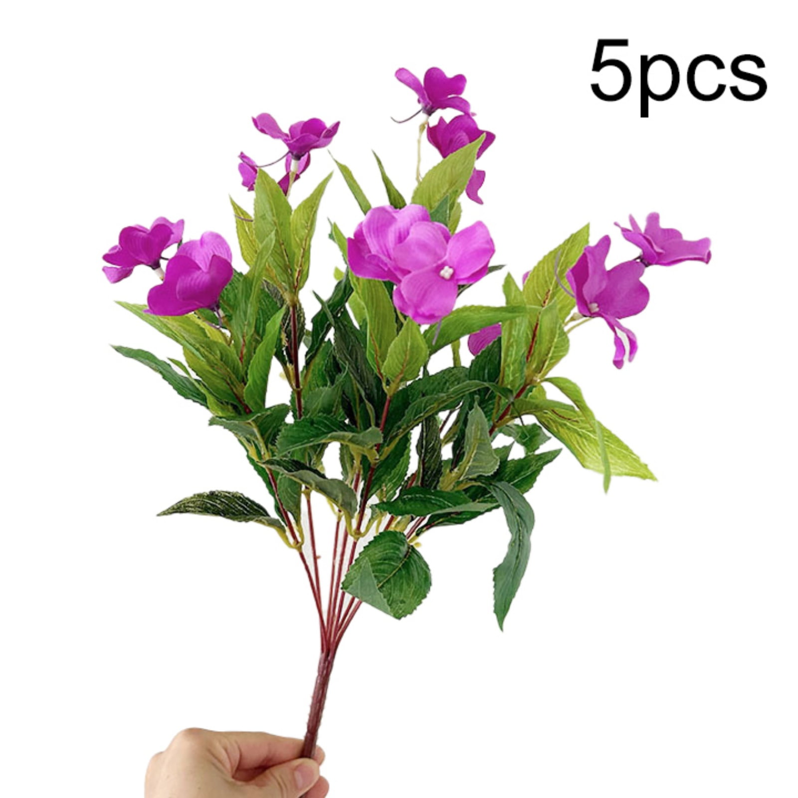 5 PCS Artificial Impatiens Flowers Silk Flowers Greenery Faux Impatiens Bushes Outdoors Indoor Patio Lawn Garden Pot Hanging Basket Porch Decor