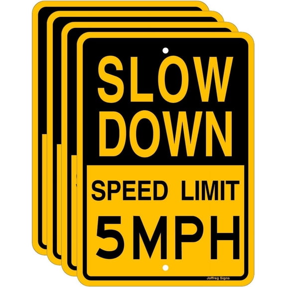 Slow Down Speed Limit 5 MPH Sign,16 x12 Inches,Reflective Aluminum (4 Pack)