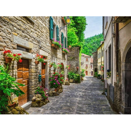 Italian Street in A Small Provincial Town of Tuscan Urban Architecture Photography Landscape Print Wall Art By
