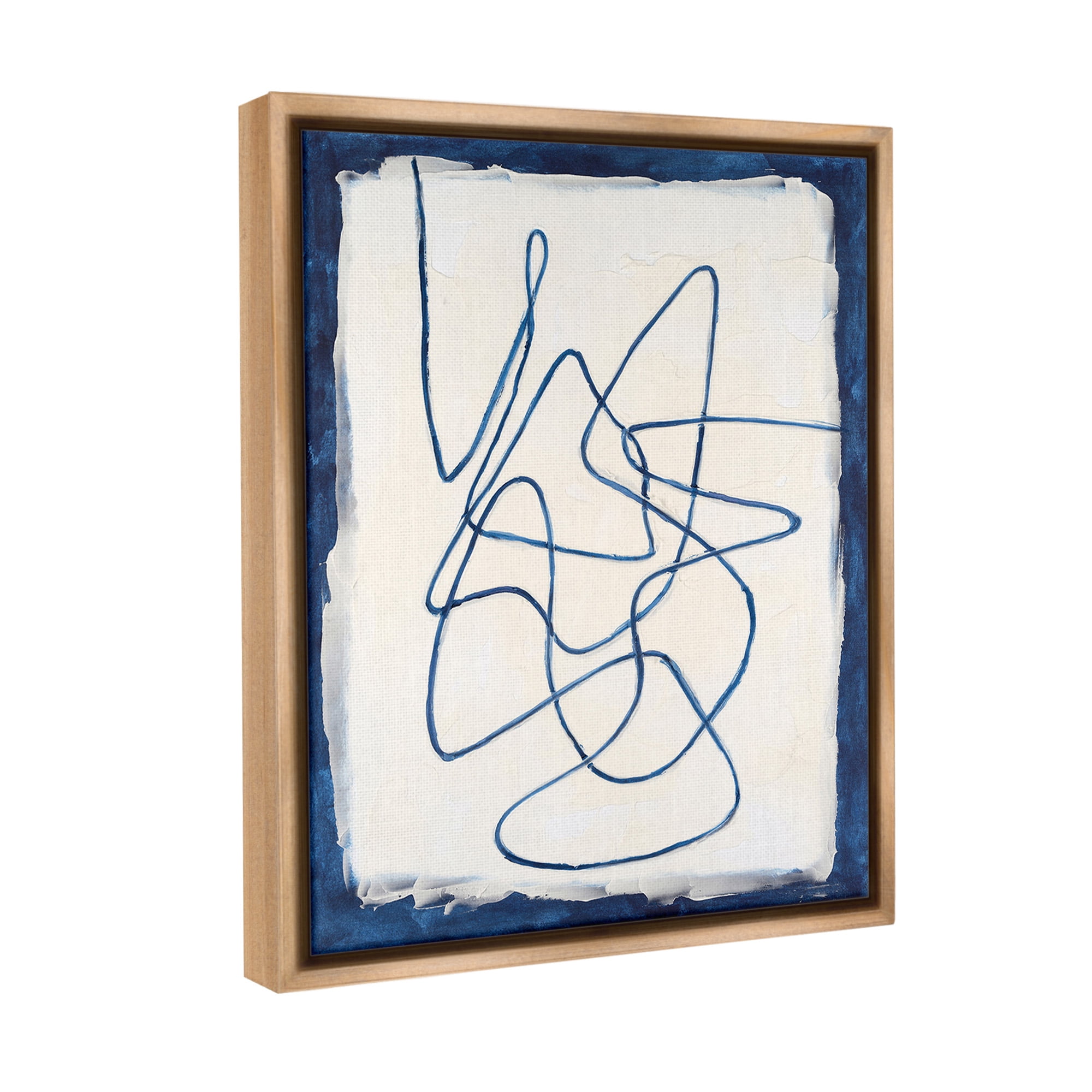 Stupell Industries Continuous Line Doodle Abstract Painting Brown Floater Framed Canvas Art Print Wall Art, 17 x 21