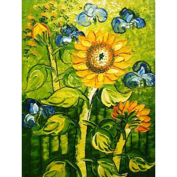 Pintura de diamante (DB3197) Girasol 5D DIY Cuadro de paisaje de diamantes de imitación cuadrados 30x40cm Hugtrwg Para estrenar