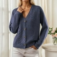 thumbnail image 2 of Cardigans pour Femmes, Cardigan en Tricot Doux Uni à Manches en V avec Boutons en Rangée pour Femmes, Longs Cardigans pour Femmes, 2 of 6
