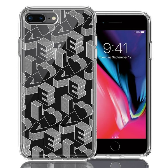 MUNDAZE for Apple iPhone 7/8 Plus 3D Love Letters Hearts Valentine's Day Double Layer Phone Case Cover