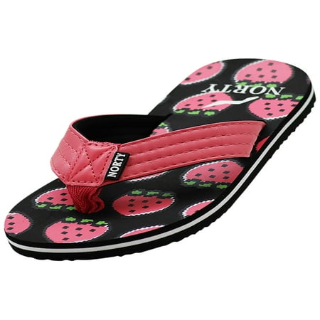 

NORTY Girls Flip Flops Female Child Sandals Black Pink - Runs 1 Size Small