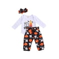 thumbnail image 1 of Barboteuse pour Bébé Fille, Pantalon de Noël, Col Rond Manches Longues, Bandeau Imprimé Cartoon Ghost, Ensemble 3 Pcs, 1 of 5