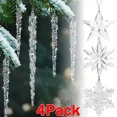 thumbnail image 2 of Xmas Tree Hanging Acrylic Snowflake Drop Icicle Pendants Crystal Ornaments Christmas Clear Pendants Home Party Decor New Year, 2 of 5