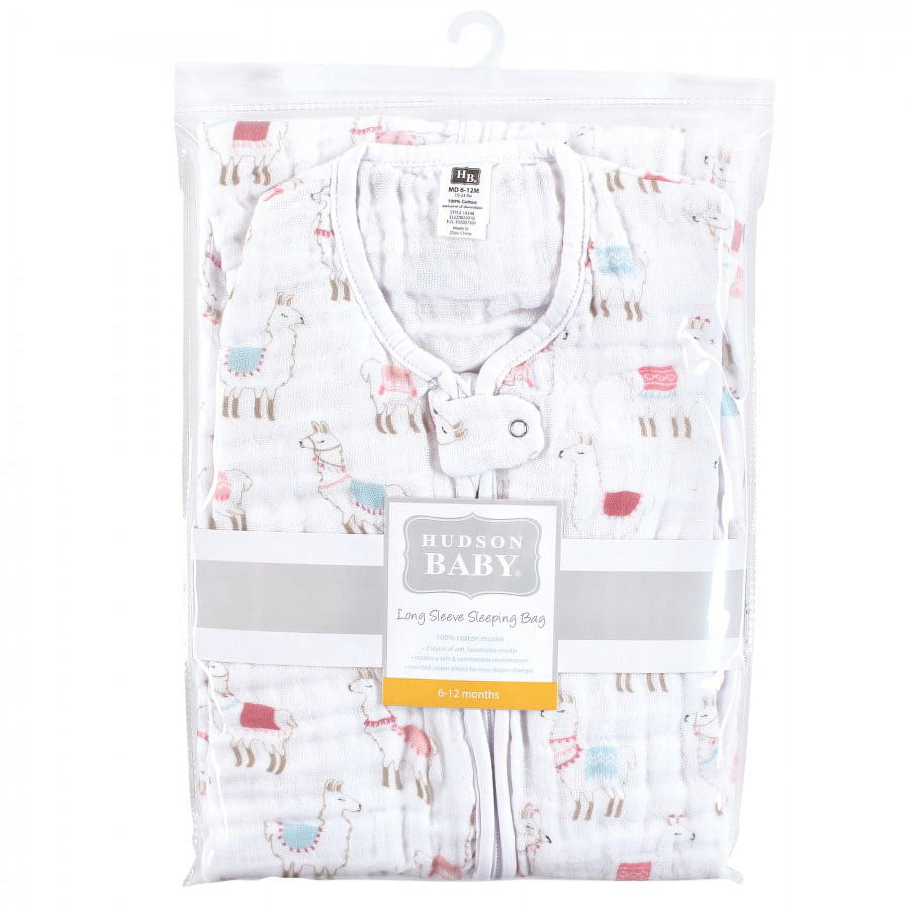 Hudson Baby Infant Girl Long Sleeve Muslin Sleeping Bag, Wearable Blanket, Sleep Sack, Llama, 18-24 Months