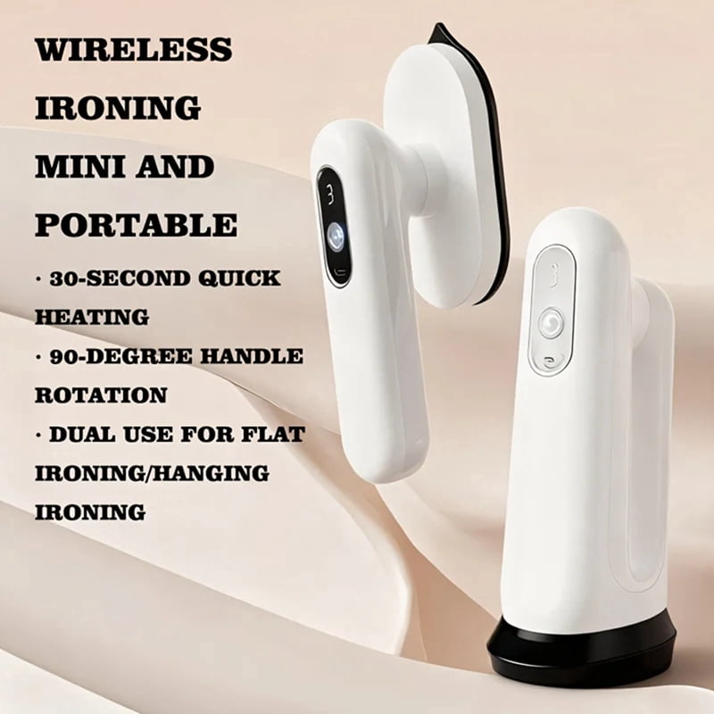 Portable Cordless Steam Iron, Foldable Electric Mini Travel Steamer with Digital Display