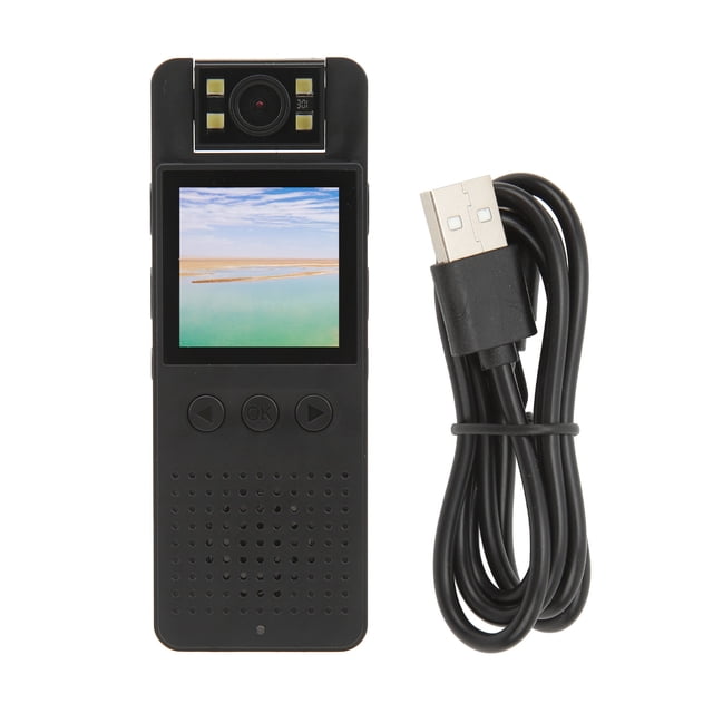 Cámara corporal grabación de audio y video 180 grados lente giratoria 1080p cámara WiFi reproducción en tiempo real caminando Cámara vlog 64 GB