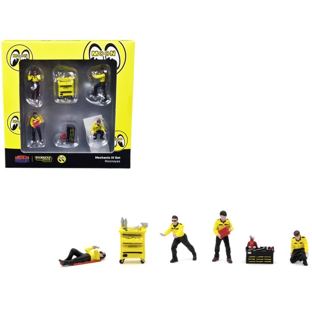 "Mechanic III" 6 Piece Diecast Figure Set (4 Figures & 2 Accessories) 1