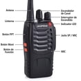thumbnail image 2 of Radios de comunicación inalámbrica, BaoFeng Walkie Talkie 888s de largo alcance, recargable, a prueba de lluvia, recargable, altavoz con micrófono, intercomunicador remoto para constructores, guardias, 2 of 5