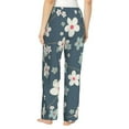 thumbnail image 3 of Sigee Blue Flower Print Women's Soft Pajama Pants - Breathable and Comfortable Lounge Sleep Bottoms with Elastic Waistband and Pockets-Small, 3 of 9