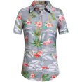 thumbnail image 1 of SSLR Hawaiian Shirt for Women Flamingo Short Sleeve Casual Button Down Shirts Beach Aloha Tops, 1 of 8
