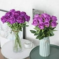 thumbnail image 3 of 12PCS Artificial Silk Flowers Realistic Roses Bouquet Long Stem for Home Wedding Decoration Party (Yellow), 3 of 5