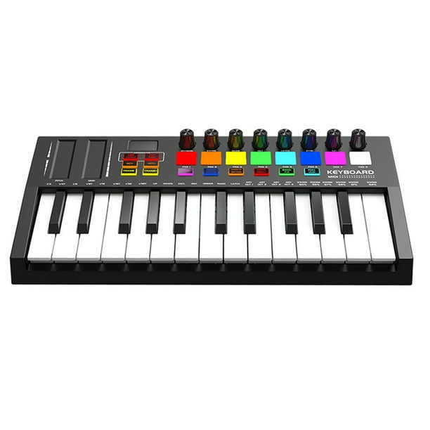 Teclado MIDI Recargable Con Pantalla OLED 25 Teclas para Producción Musical
