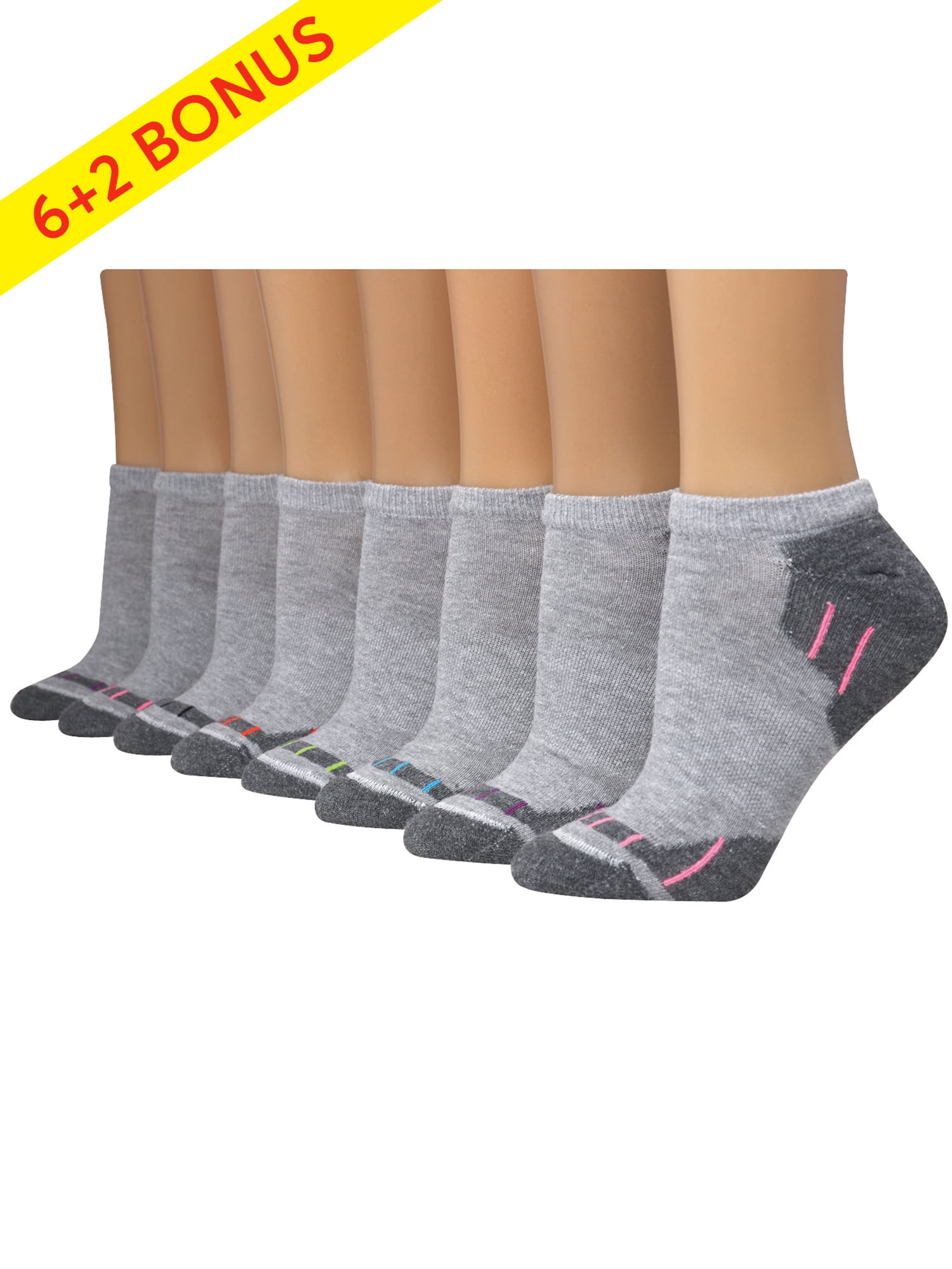 Hanes Womens' Sport Cool Comfort No Show Socks, 6+2 bonus pack - Walmart.com