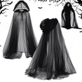 thumbnail image 7 of Hooded Sheer Cape, Black Full Length Mesh Wrap, 59.06inch, 7 of 7