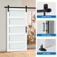 thumbnail image 4 of Dextrus 36"x 84" Sliding Barn Door, Single Track Sliding Barn Door with Frosted Glass Panels, Hardware Kit and Handle for Interior & Exterior Use, White, 4 of 6
