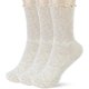 thumbnail image 1 of Nvzi 3 pares de calcetines de algodón para mujer - Calcetines con puños con volantes - Calcetines casuales con volantes (blanco lechoso), 1 of 5