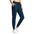 thumbnail image 3 of Women's Soft Fabric Casual Mid Waist Pants with Pockets, Tummy Control Comfort Fit, Pull On Elastic Waband, Everyday Wear, Work, Weekend Essential Yoga | TruBelle,Navy 3XL, 3 of 9