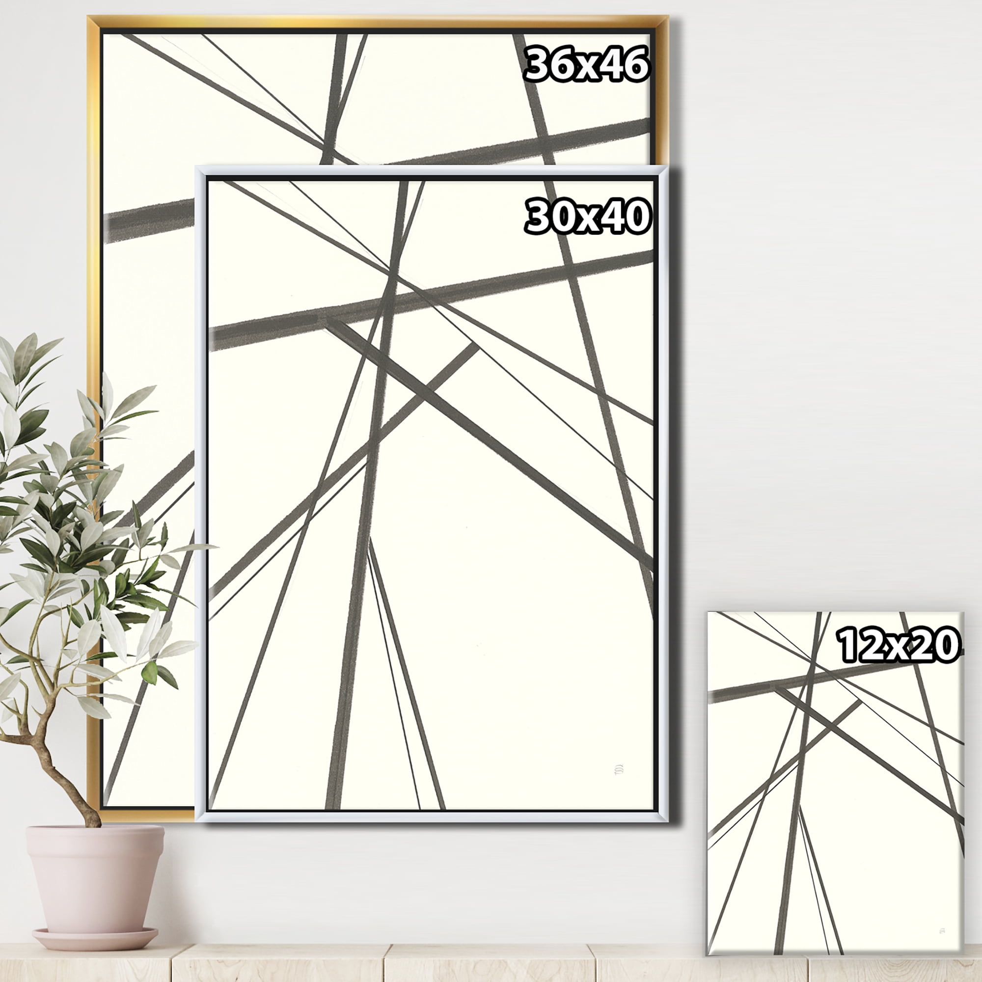 Designart ' minimalist black and white III ' Transitional Framed Canvas