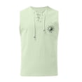 thumbnail image 3 of Sakmal Notch Neck Mens Tank Tops Summer Green Green Camisole with Pockets Solid Drawstring Mens Sleeveless Shirts, 3 of 4