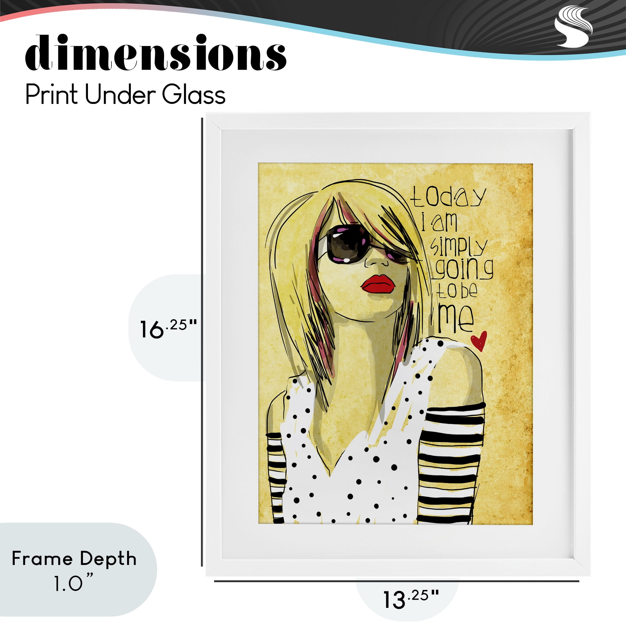 Stupell Industries Today I Am Simply Me White Framed Print Under Glass, design by Suzanne Millius
